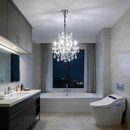 Modern Crystal Chandelier Light Fixtures 4-Light,Luxury K9 Clean Crystal Ceiling Pendant Light for Kitchen Island,Dinning Room, Bedroom,Hallway,Bathroom (4 Lights)