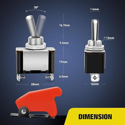Nilight 90014E Heavy Duty Rocker Toggle Switch 12V 20A Red Cover SPST ON/Off 2Pin Car Truck Boat-5 Pack