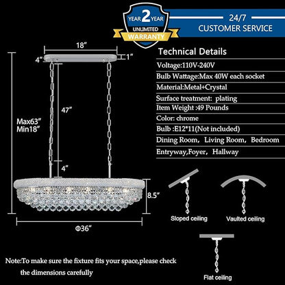 Crystal Chandeliers for Dining Room Light Fixtures Over Table, Modern Crystal Chandeliers for Kitchen lsland, 11 Lights Empire Style Chrome Luxury Lighting Fixtures for Living Room Bar
