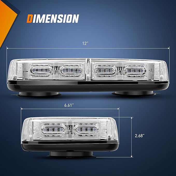 Nilight 12 Inch Roof Top Strobe Lights 48LED Hazard Light Emergency Safety Warning LED Flashing Bar Magnetic Mount 12V 24V Cars Trucks Tractors Snow Plows Construction Vehicles
