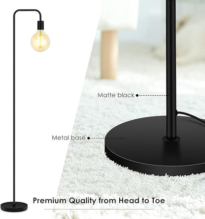 BoostArea Floor Lamp, Industrial Floor Lamp, 63 Inch Standing Lamp, E26 Socket, On/Off Footswitch, Whole Metal, ETL Listed, Modern Small Lamp for Bedroom, Living Room, Minimalist, Vintage, Mid Century