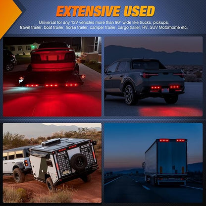 Nilight 9 LED Marker Tail Trailer Light Bar 14.2Inch 2 PCS Red Clearance Identification Running Mark ID Rear Stainless Steel Bracket for 12V Pickup Truck RV Boat