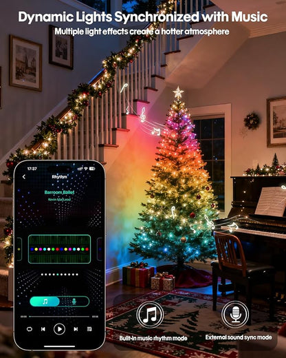 Super RGB Smart Fairy Lights 16.4Ft 50LEDs, Color Changing String Lights with Remote & App Control, RGB-IC Multicolor DIY Twinkle Lights for Bedroom, Birthday, Party, Indoor Holiday Decor