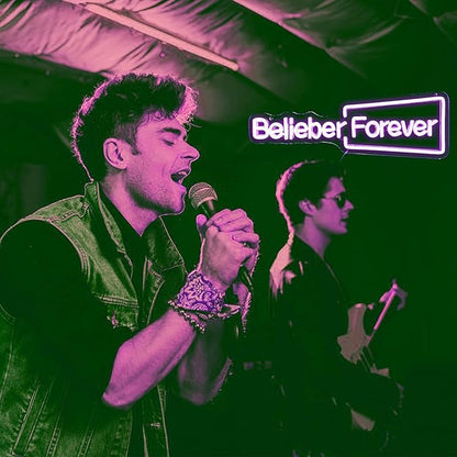 Belieber Forever Neon Sign - LED Wall Light for Bedroom, Dorm, Party Decor, Pop Star Fan Art Gift