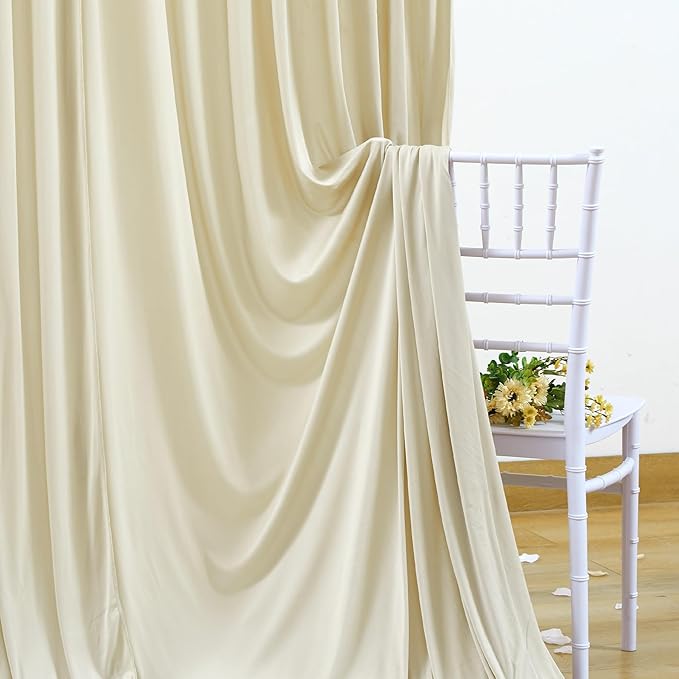 4 Panels Backdrop Curtains for Wedding Party Wrinkle Free Beige Backdrops Curtain Drapes Fabric Decorations Photo Back Drop Cloth for Baby Shower Photography Stage Reception 20ft(W) x 12ft(H)