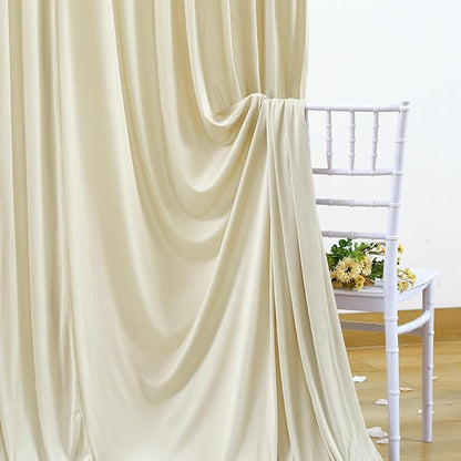 4 Panels Backdrop Curtains for Wedding Party Wrinkle Free Beige Backdrops Curtain Drapes Fabric Decorations Photo Back Drop Cloth for Baby Shower Photography Stage Reception 20ft(W) x 12ft(H)