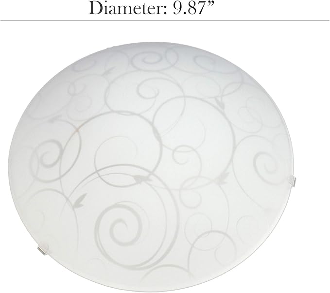Simple Designs FM3000-WHT Round Flushmount Flush Ceiling Light with Scroll Swirl Design, White (Pack of 2)