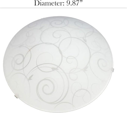 Simple Designs FM3000-WHT Round Flushmount Flush Ceiling Light with Scroll Swirl Design, White (Pack of 2)