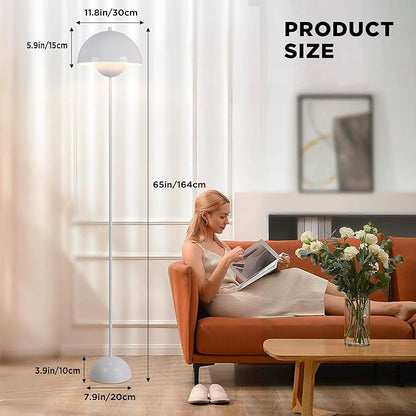 COSYLUX Modern Floor Lamp for Living Room, Industrial Tall Standing Lamp for Bedroom, Metal Shade Reflecting Light Reading Floor Lamp for Office, Nursery Room, Corner(Glossy White)