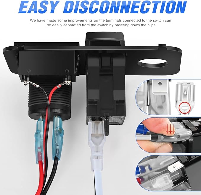 Nilight Golf Cart Key Switch Console Panel 9V-48V DC with Forward Reverse 3PIN Rocker Switches 4.8A Dual USB Quick Charger LED Digital Voltmeter for EZGO TXT PDS