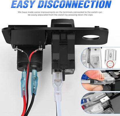 Nilight Golf Cart Key Switch Console Panel 9V-48V DC with Forward Reverse 3PIN Rocker Switches 4.8A Dual USB Quick Charger LED Digital Voltmeter for EZGO TXT PDS