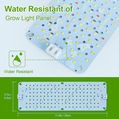 4Panel Grow Lights for Indoor Plants, Seed Starting, Veg, Pot Plants, Bonsai with Timer 4/8/12/16/20H, Ultra-Thin Under Cabinet & Shelf Full Spectrum LED Plant Growing Lamps, Multi-Panels Free Connect