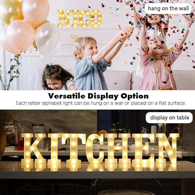 Small Led Marquee Letters, Light Up Letters, 8.58 Inch Led Letter Lights, Battery Powered Lighted Sign for Table, Party, Birthday, Christmas Decor (Letter N)