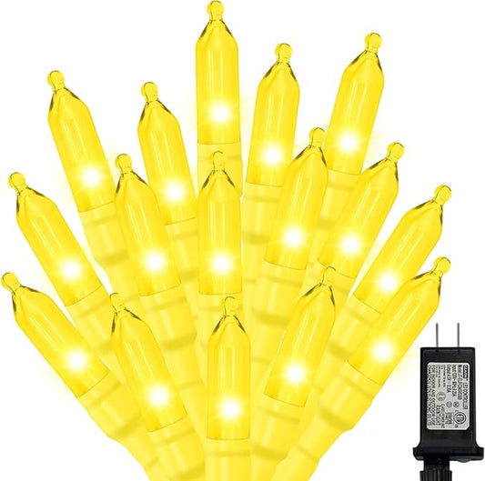 LAMPHOME Yellow Easter Lights, 32.5FT 100 LED Mini String Lights with 16 Light Modes, Yellow Fairy Lights Plug in for Outdoor Xmas Trees Garland Wreath Holiday Easter Decorations