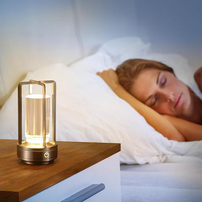 Anxingtools Portable Metal Table Lamp, Cordless Table Lamp, Rechargeable Battery Powered Portable LED Desk Lamp, 3 Color Stepless Dimming Touch, for Bedroom Restaurant Home Outdoor (2 Set of Silver)