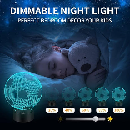 BASSI Soccer Gifts 3D Night Light,16 Colors Changing Touch/Remote Contro, World Cup 2026 Night Light Decor, Soccers 3D Illusion Lamp, Birthday Gifts for Boys Girls, Soccer Stuff Room Decor