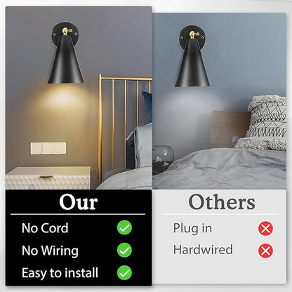 Battery Operated Wall Sconce, Wireless Wall Lights Set of 2, 13 RGB Colors Dimmable Battery Powered Wall Lamp Fixture with Remote Control, Memory Function, Auto Timer for Bedroom, Living Room, Hallway