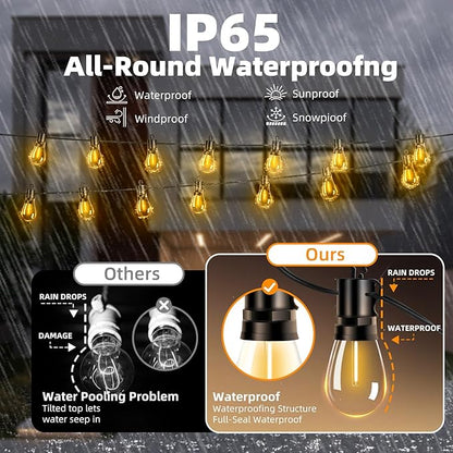 Outdoor Patio String Lights 200ft: S14 LED Shatterproof Bulbs 3 Modes Button Control - Waterproof Connectable Hanging Lights - Garden Backyard Yard Gazebo Porch Party Decorative