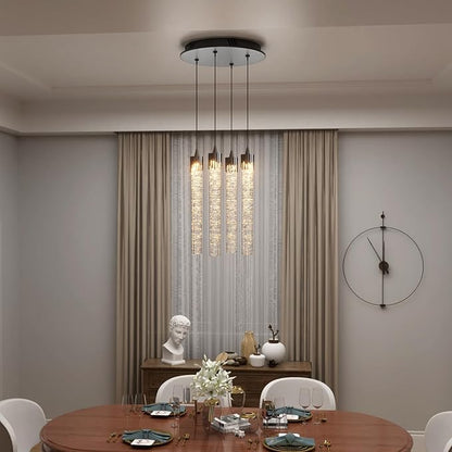 ykolupty Mini Chandelier Crystal Pendant Lights,Bubble Crystal Chandelier for Living Room Bedroom Modern LED Ceiling Light Dimmable 2700k-6000k
