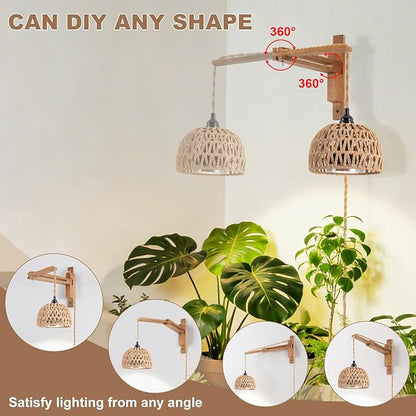 Hanging Grow Light for Indoor Plants, 30W Full Spectrum 4000K Wall-Mounted LED Plant Light with 15FT Plug-in Cord and Timer, Ideal for Tall Floor Plants & Large Houseplants