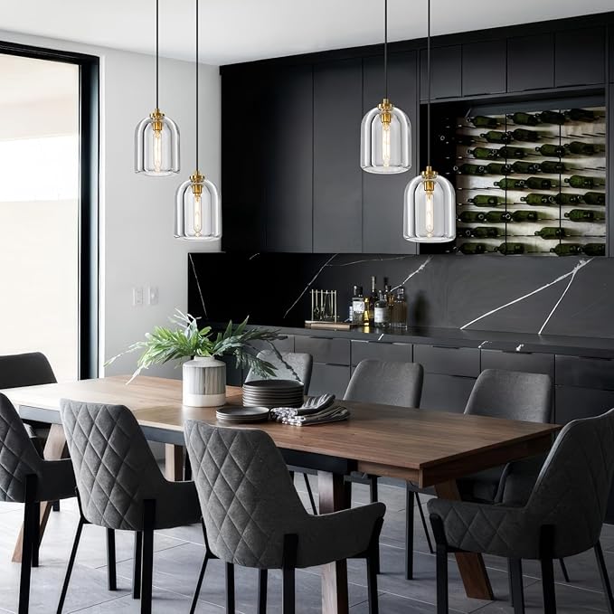 2 Head K9 Crystal Pendant Light with Brass Rod,5.1" Dimmable Contemporary Cylinder Light Above Dining Table,Modern Ceiling Hanging Lighting for Bedroom E12 Bulbs Included