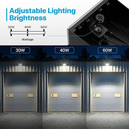 LED Wall Pack Light - 30W/40W/60W Dusk to Dawn Outdoor Lights Not Disturbing Neighbors - 𝟏𝟐𝟎𝐕 5000K IP65 Full Cut Off Down Lights with Photocell for House Yard Barn Garage Porch Warehouse - 2Pack