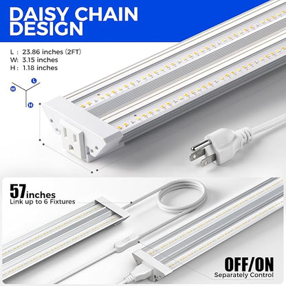 Barrina TX36 2FT LED Grow Light, 144W(4 x 36W, 800W Equivalent), High PPFD, Full Spectrum, Mechanical Timer, Hanging Plant Lights for Indoor Growing, Seedlings with On/Off Switch, Linkable, 4 Packs