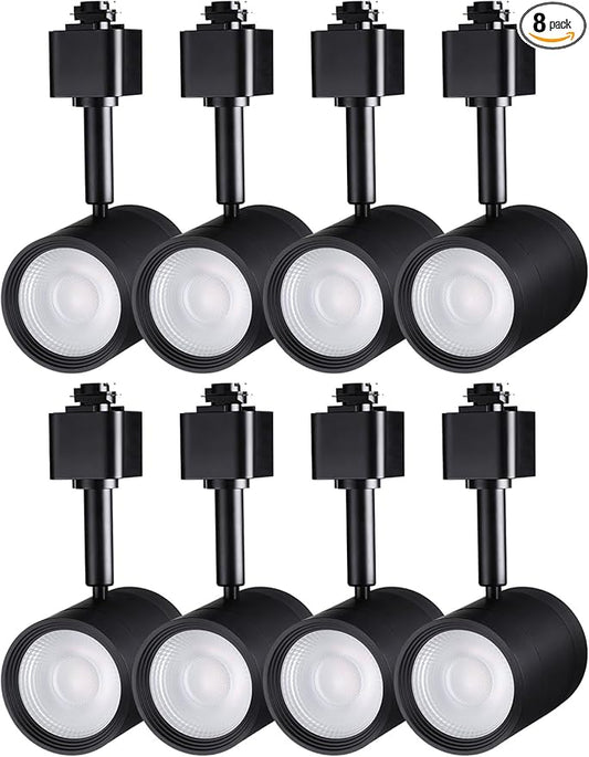 LEONLITE 8-Pack Studio Series 8.5W LED H Track Lighting Heads, ETL, Dimmable Retail Track Light Heads for Store Shop Cafe, 600LM, CRI90, H Track Lighting, 2700K Soft White, Matte Black