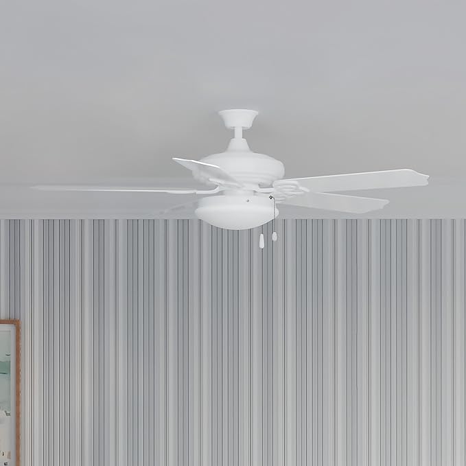 Progress Lighting 2-Light Ceiling Fan Light Kit for AirPro Collection Ceiling Fans, Modern Tranisitonal Style with Wide Low Profile Opal Glass Diffuser, Includes 2 LED Light Bulbs, White