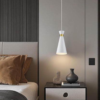 2026 New Pendant Lights Kitchen Island Lighting, 5.9"D x 13"H Gold & White Cone Shape, Mini Mid Century Modern Pendant Light Fixtures, Kitchen Pendant Lighting over Island Lights for Sink Dining Room