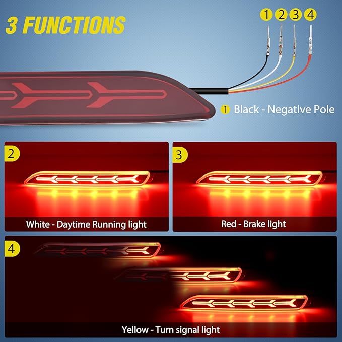 Nilight Rear Bumper Tail Light Compatible with 2006 2007 2008 2009 2010 2011 2012 2013 2014 Toyota Camry Red Lens LED Reflector Bumper Lamps Brake Turn Signal Sequential Flashing Driving Taillights