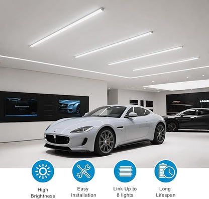 4FT LED Shop Lights, 2200LM 6500K Super Bright LED light Bar, 20W Linkable Shop Lights, Garage Light Ceiling and Under Cabinet Light Strips for Workshop, Basement with ON/OFF Switch, 20 Pack