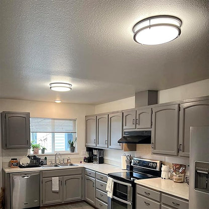 Kalium LED Ceiling Light with Remote 14 Inch Flush Mount Ceiling Light Fixture, 24W 3000K-6000K Adjustable Color Temperature, Dimmable Lighting Fixtures for Kitchen Bedroom Hardwired Installation