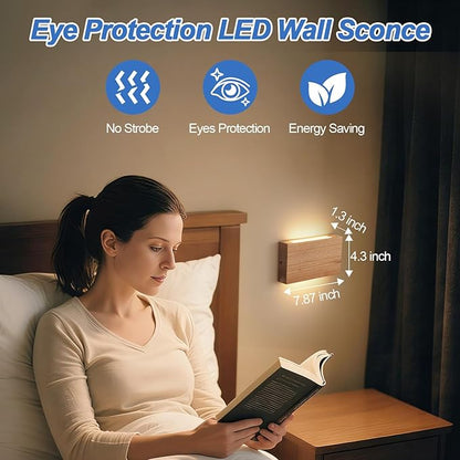 Wood Wall Sconce Indoor Wall Lights Hardwired 2 Pack Up and Down Wall Mount Light for Living Room Bedroom Hallway Lights，wall sconces Set of Two，led Lights for Bed，Light for Bedroom