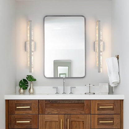 Modern Bathroom Vanity Light: Brushed Nickel 27 inch 28W Dimmable LED Bath Bar Light Fixtures Over Mirror - Wall Sconce Picture Lights for Powder Room Bedroom 3000k