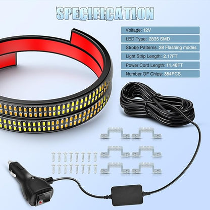 Nilight 2PCS 24 inch Truck Grille Strobe Lights Strip 384 LED Emergency Light Amber White Flexible Side Flashing Warning Caution Safety Waterproof Lighting Kit for Trucks Tow Plow Construction Vehicle