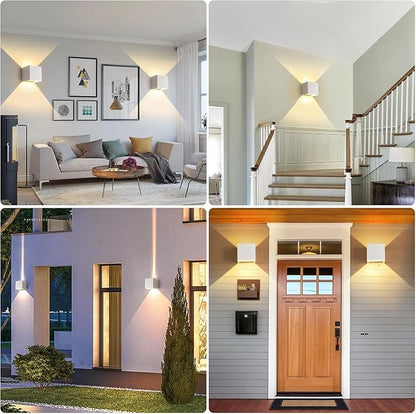 4-Pack 20W LED Outdoor Wall Lights Exterior/Interior,3 Colors Adjustable Wall Sconce,Modern Square Aluminum Wall Light,Up and Down Outdoor Lighting Fixtures,IP65 Waterproof Porch Light, ETL Listed