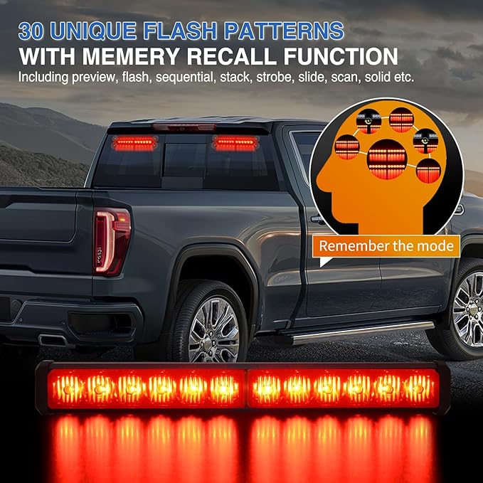 Nilight 24LED Emergency Strobe Traffic Advisor Light Bar 2 in 1 Red Dash Warning Safety Flashing Lights Front/Rear Windshield Construction Lights for Trucks Cars Plow Police Firefighter Vehicles