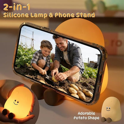 Potato Night Light, Cute Night Lamp for Kids Bedroom, Silicone Night Light with Rechargeable Lamps 3 Brightness Levels, Touch Bedside Lamp with 7 Color Dimming Decor Gift for Toddler Boy Girl (Potato)
