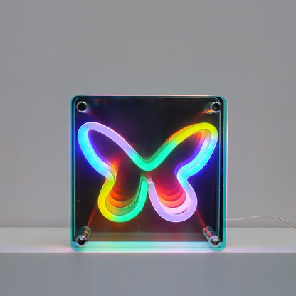 Light Up Your World! Wireless Express Neon Art Signs (5 Unique Styles) - Desktop & Wall Décor. Perfect for Bedrooms, Dorm Rooms, Office (Butterfly 3D)