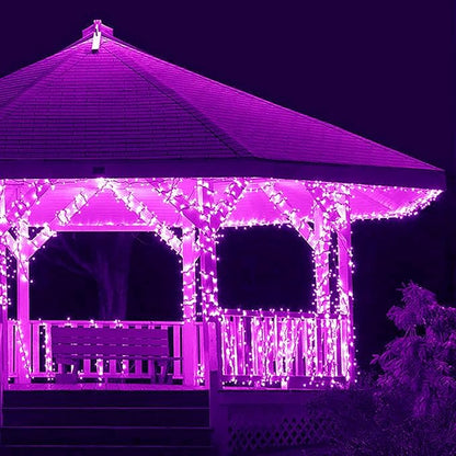 kemooie 500 LED Purple Christmas Lights, 164 FT 8 Lighting Mode Plug in Waterproof Christmas Lights Outdoor, for Birthday Christmas Wedding Party Garden Balcony Decor (Purple)