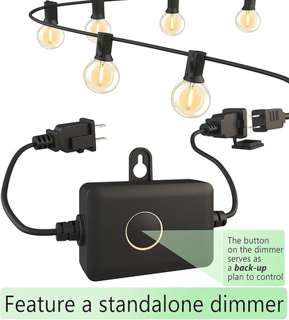 Outdoor-String-Lights-Patio-LED-Light-Outside 75FT Waterproof Dimmable Remote Outdoor Lighting 75 Globe Plastic G40 Bulbs Hanging Lights Connectable for Backyard Porch Party 1FT Bulbs spacing