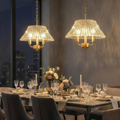 15.08 Inch Modern Large Brass Gold Clear Glass Pendant Light Fixture Bronze Hanging Lamp for Kitchen Island Ceiling Dining Table Foyer Hallway Entry E12 Base UL Socket Hardwired Lampara