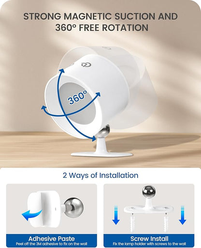 Battery Operated Wall Sconce Set of 2, Rechargeable Wall Sconce with Remote Control, 3 Color Temp 3 RGB Dimmable, Cordless Wall Mount Llight for Hallway Bedroom, White W02YBP206