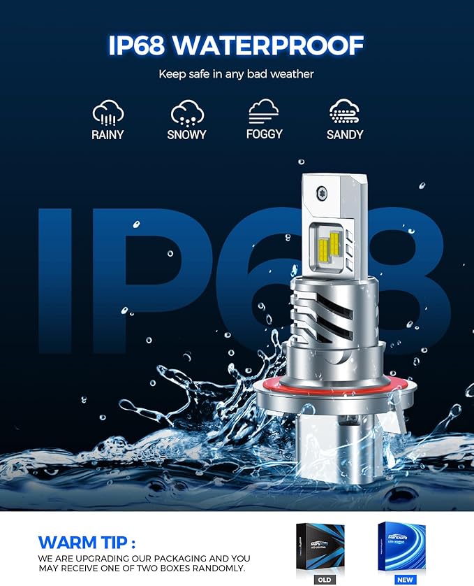 Marsauto H13/9008 Bulb, 1200% Brighter Output 6500K Bright White, Simple Plug & Play, 60000Hr+ Long Lifespan, Pack of 2