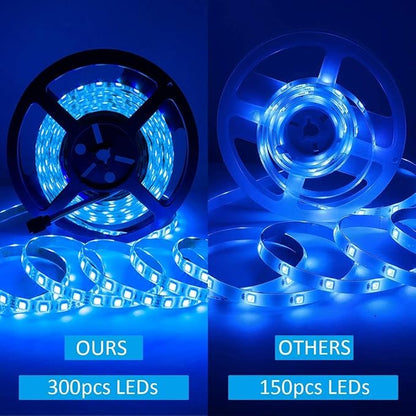 SUPERNIGHT LED Strip Lights, 16.4FT 5M SMD 5050 Waterproof 300LEDs RGB Color Changing Flexible LED Light Strip for Bedroom, TV Back Lighting (Not Include Power)