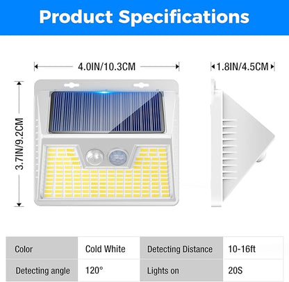 Peasur 16Pack Solar Motion Sensor Lights Outdoor Waterproof, 140LED 3 Modes Ultra-Bright Solar Powered Fence Lights, Security Wall Light for Outside Garden Yard Deck Stair Step