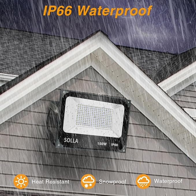 2 Pack 150W Led Flood Lights, 15000lm 6000K Daylight White Exterior Flood Lighting, Outdoor Indoor Lights Fixture, Security Floodlight Spotlight for Yard, Garden, Garage, Rooftop