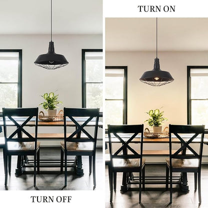 Black Farmhouse Pendant Light, 18.1 Inch Large Pendant Lights Kitchen Island, Industrial Pendant Light with Wire Cage, Barn Light 2 Pack, Island Pendant Lights for Kitchen Barn Dining Room