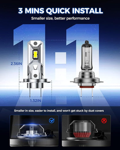 Marsauto - H7 led lights for car - High Performance Halogen Headlight Bulb, High Beam, Low Beam and Fog Replacement Bulb (Contains 2 Bulbs)